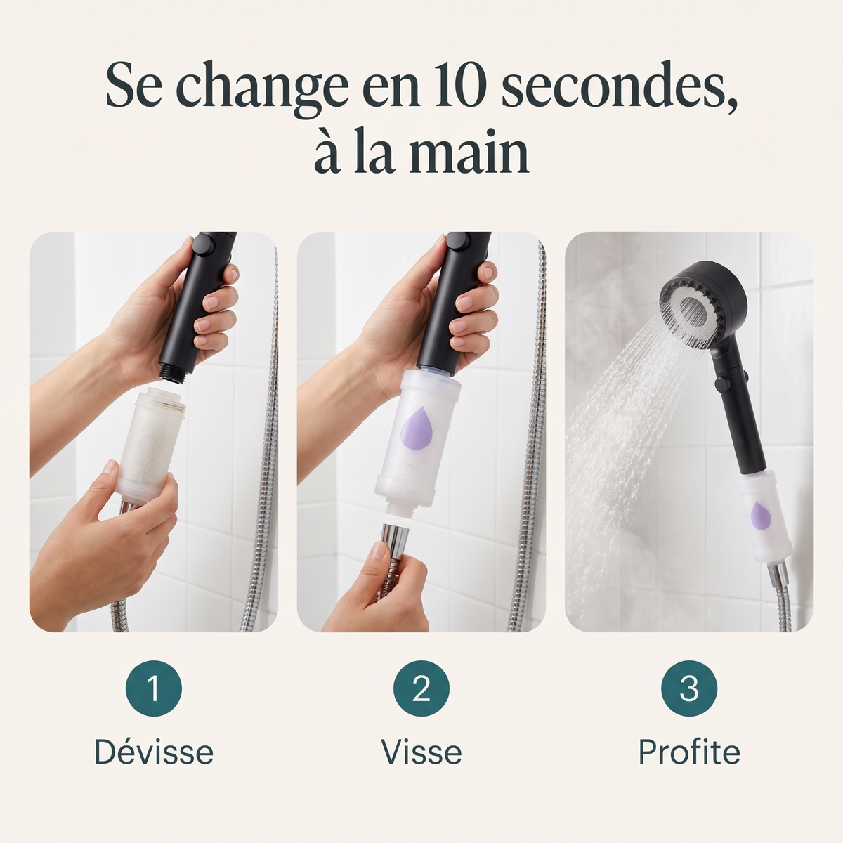 La recharge se change en 10 secondes, à la main : dévisse, visse, profite
